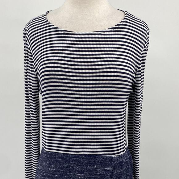Anthropologie Dolan Jersey Knit Mini Dress Long Sleeve Striped Bodice Navy Large - Picture 5 of 10